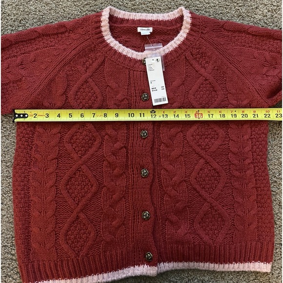 Urban Outfitters Kimchi Blue Womens Cable Knit Cardigan Floral‎ Button Sz Medium - Picture 8 of 9